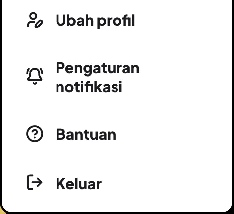 Membuka Pengaturan notifikasi dari menu profil