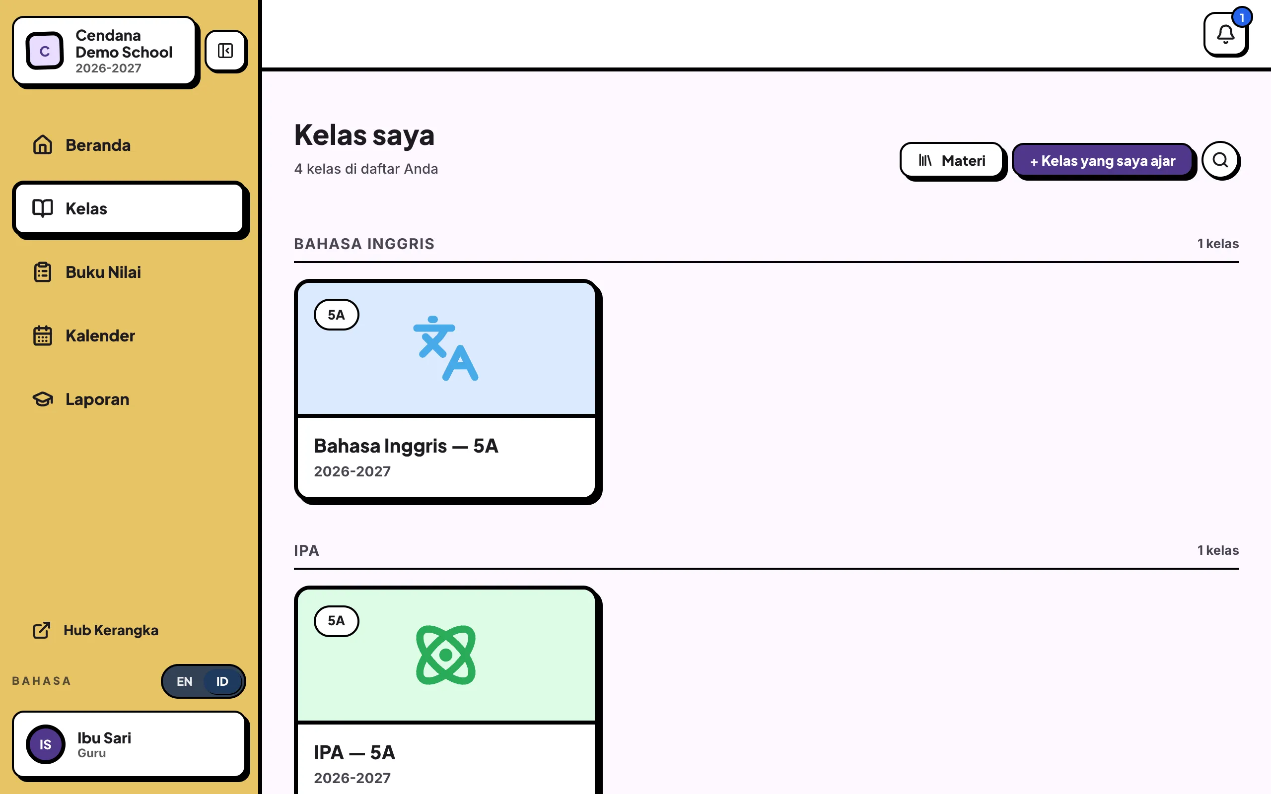 Halaman Kelas saya