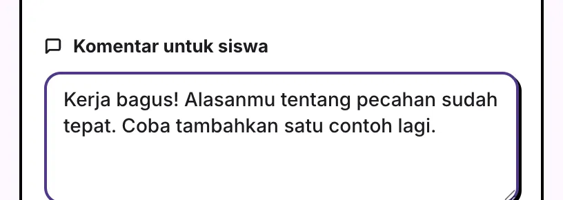 Nilai dan komentar